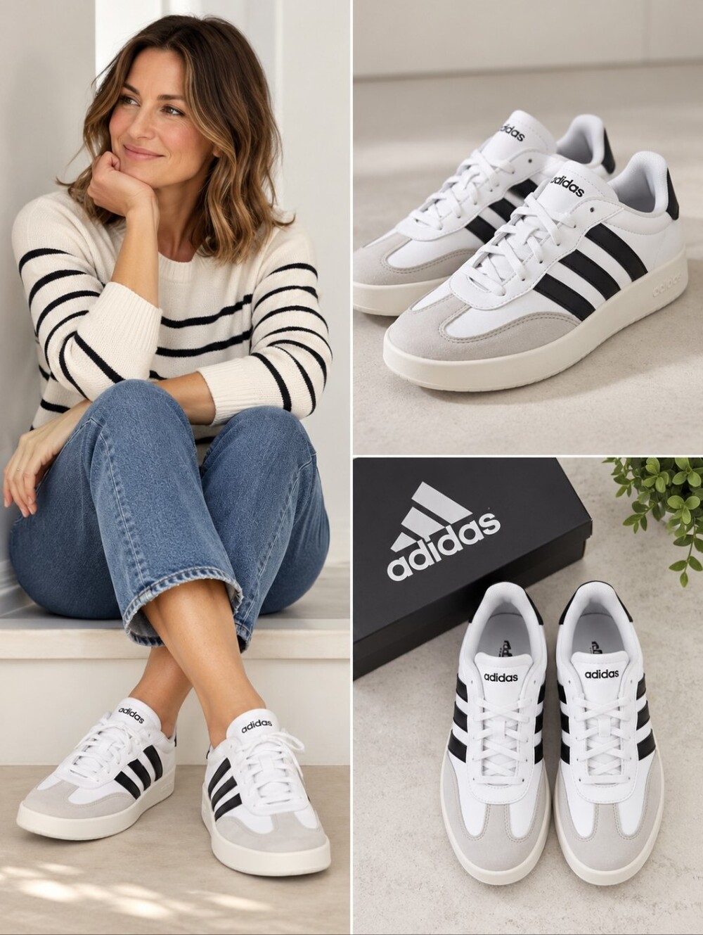 NWT Adidas Barreda Women’s White Black Sneakers IH1229 Size 8